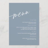 Dusty Blue Minimalistisch Wedding Menu Menükarte (Vorderseite)