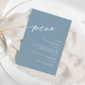 Dusty Blue Minimalistisch Wedding Menu Menükarte