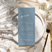 Dusty Blue Minimalistisch Wedding Menu Menükarte