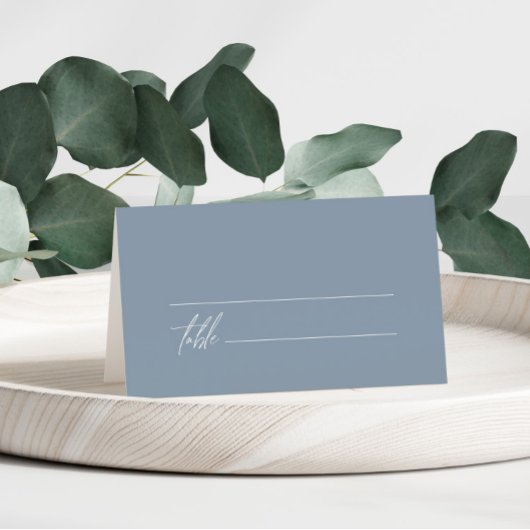 Dusty Blue Minimalistisch Wedding Platzkarte