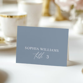 Dusty Blue Minimalistisch Wedding Platzkarte Tischnummer