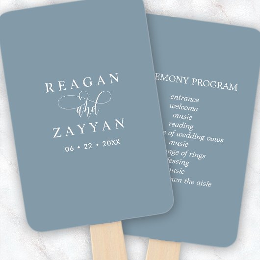 Dusty Blue Minimalistisch Wedding Program Fächer