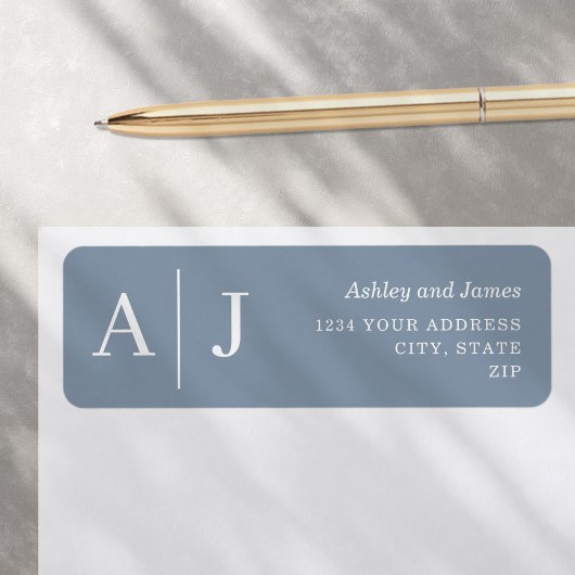 Dusty Blue Minimalistisch Wedding Return Address L