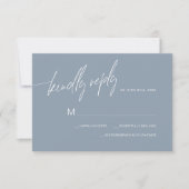 Dusty Blue Minimalistisch Wedding RSVP Card (Vorderseite)