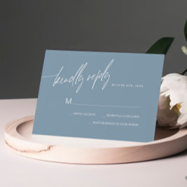 Dusty Blue Minimalistisch Wedding RSVP Card Karte