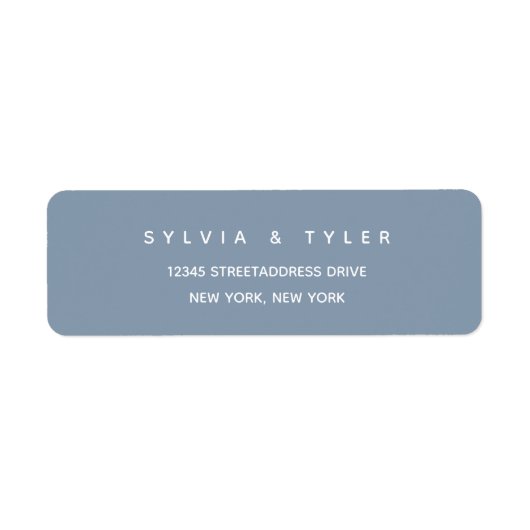Dusty Blue Minimalistisch Wedding Rücksendeadresse (Vorne)