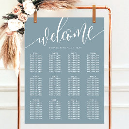 Dusty Blue Minimalistisch Wedding Seating Chart Poster
