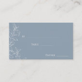 Dusty Blue Minimalleaf Hochzeitflatter Platzkarte (Vorderseite)