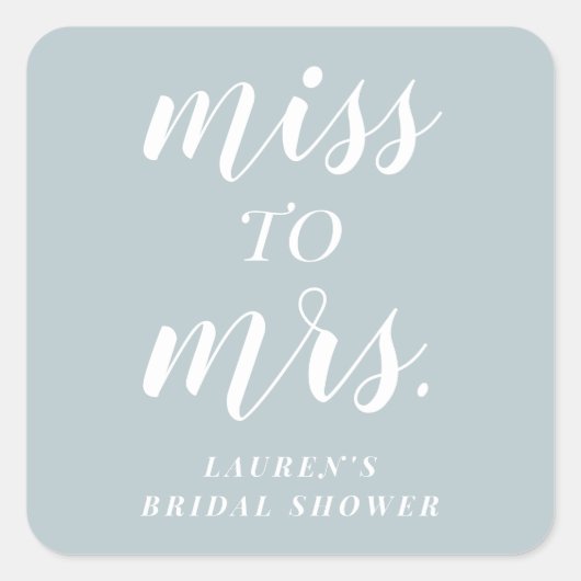 Dusty Blue Miss an Mrs. Brautparty Gevor Quadratischer Aufkleber (Vorderseite)