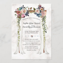 Dusty Blue Misty Blume Canopy Marble Wedding Einladung