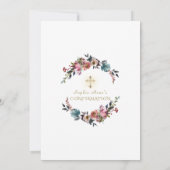 Dusty Blue Misty Rose Blume Gold-Bestätigung Einladung (Rückseite)