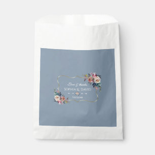 Dusty Blue Misty Rose Blume Gold Wedding Geschenktütchen