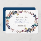 Dusty Blue Misty Rose Wreath Save the Date (Vorne/Hinten)