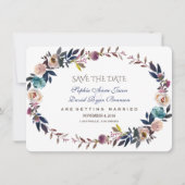 Dusty Blue Misty Rose Wreath Save the Date (Vorderseite)
