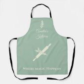 Dusty Blue mit Cream Rolling Button und Kräuterdes Schürze (Vorderseite)