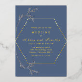 Dusty Blue mit Gold Foil Wedding Einladung (Vorderseite)