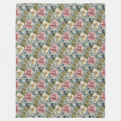 Dusty Blue mit Mauve und White Blume Fleecedecke (Vorderseite)