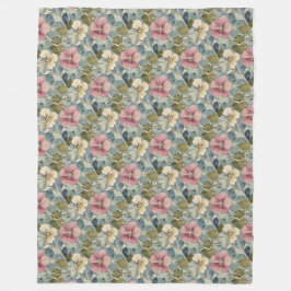 Dusty Blue mit Mauve und White Blume Fleecedecke