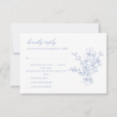 Dusty Blue Mit Monogramm Wappen Floral RSVP Card (Vorderseite)