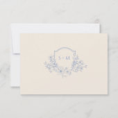 Dusty Blue Mit Monogramm Wappen Floral RSVP Card Karte (Rückseite)