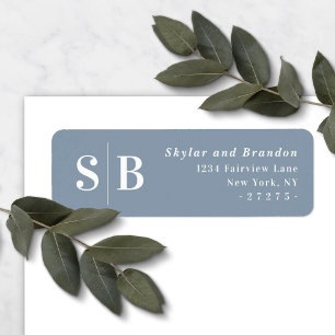 Dusty Blue Mit Monogramm Wedding Rücksendeadresse
