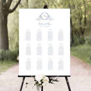 Dusty Blue Mit Monogramm Wedding Seating Chart Sig Poster