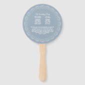 Dusty Blue mit weißem Mandala Wedding Program Fan Fächer (Rückseite)