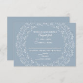 Dusty Blue mit weißer Mandala RSVP-Karte RSVP Karte (Vorne/Hinten)