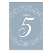 Dusty Blue mit weißer Mandala Table Card Tischnummer (Rückseite)