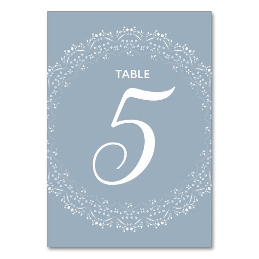 Dusty Blue mit weißer Mandala Table Card Tischnummer (Rückseite)
