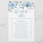 Dusty blue Möchten Sie lieber Brautparty-Spiel (Vorderseite)