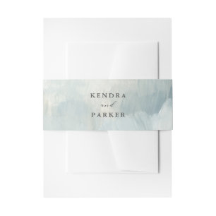 Dusty Blue Modern Abstrakt Brushstrikes Wedding Einladungsbanderole