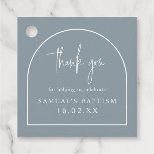 Dusty Blue Modern Arch Minimalist Baptism Geschenkanhänger