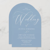Dusty Blue Modern Arch Wedding Einladung (Vorne/Hinten)