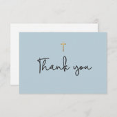 Dusty Blue Modern Baptisse Baby vielen Dank Karte (Vorne/Hinten)
