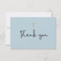 Dusty Blue Modern Baptisse Baby vielen Dank Karte