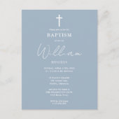 Dusty Blue Modern Baptisse Christening Einladung Postkarte (Vorderseite)