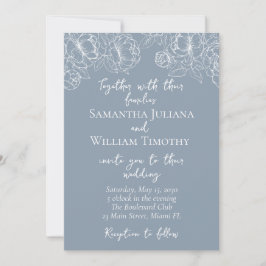 Dusty Blue Modern Boho Classic Minimalistisch Wedd Einladung