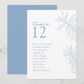 Dusty Blue Modern Botanical Table Sitzkarte (Vorne/Hinten)