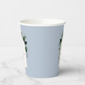 Dusty Blue Modern Botanische mit Monogramm Hochzei Pappbecher (Links)