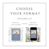 Dusty Blue Modern Boy Foto Taufe Einladung