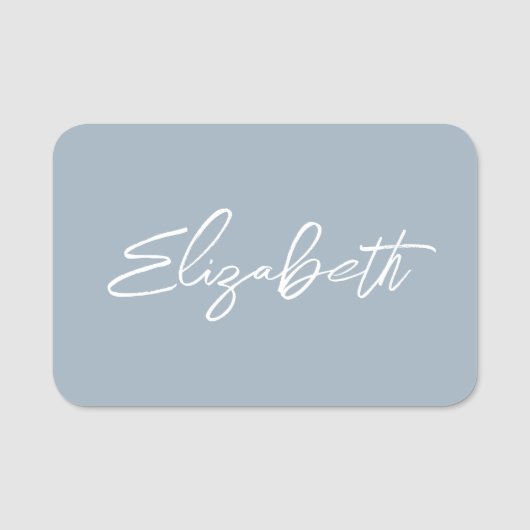 Dusty Blue Modern Brush Script Namensschild (Vorderseite)