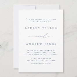 Dusty Blue Modern Classic Wedding Einladung