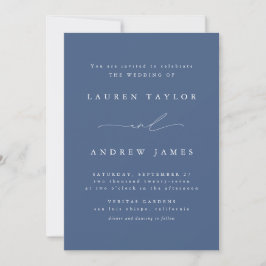 Dusty Blue Modern Classic Wedding Einladung 1