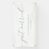 Dusty Blue Modern Elegant Just Married Wedding Car Banner (Vertikal)
