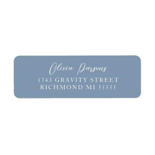 Dusty Blue Modern elegant Scripting Label (Vorne)