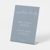 Dusty Blue Modern Elegant Wedding Signature Drinks Sockelschild (Vorderseite)