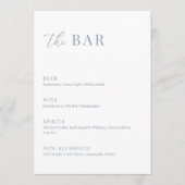 Dusty Blue Modern Elegant Wedding The Bar Menu (Vorderseite)