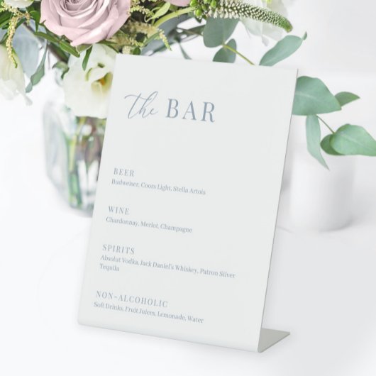Dusty Blue Modern Elegant Wedding The Bar Menu Sockelschild