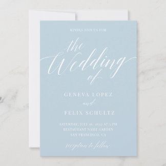 Dusty Blue Modern Elegante Calligraphy Wedding Inv Einladung